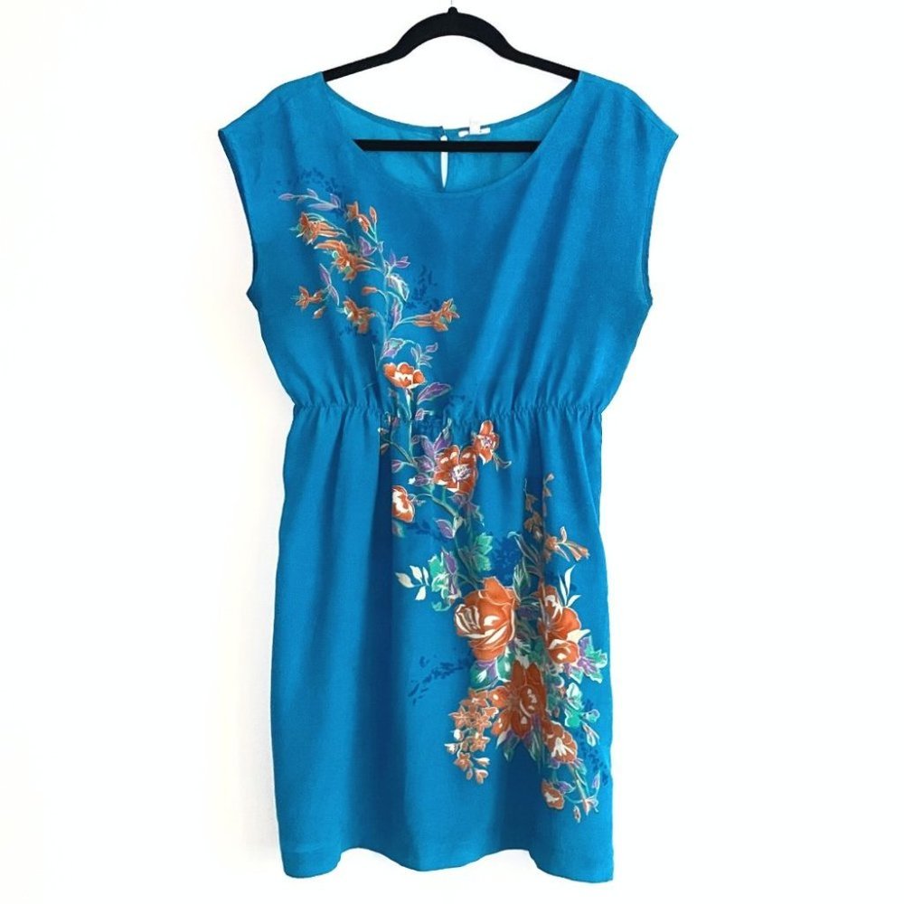 20 Bright blue sleeveless shirt dress  Sz L - Picture 2 of 8